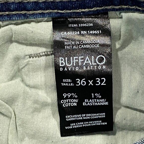 Buffalo David Bitton Jack Jeans Mens 36 x 32 Slim Fit Straight Medium Wash Denim - Picture 11 of 13